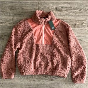 NWT wild fable half zip rose pink pullover sherpa